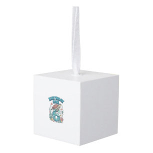 Birthday Girl 6 Sea Turtle Vintage Party Design_1 Cube Ornament