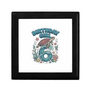 Birthday Girl 6 Sea Turtle Vintage Party Design_1 Gift Box
