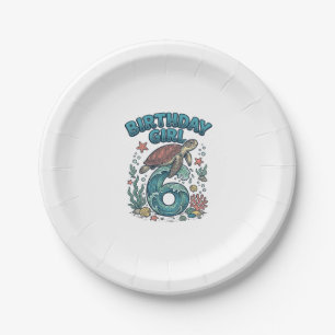 Birthday Girl 6 Sea Turtle Vintage Party Design_1 Paper Plates