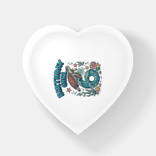 Birthday Girl 6 Sea Turtle Vintage Party Design_1 Paperweight