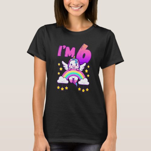 Birthday Girl 6 Year Old Unicorn Rainbow 6th Birth T_Shirt
