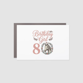 Birthday Girl 8 Horse Floral Vintage Shirt Design Car Magnet
