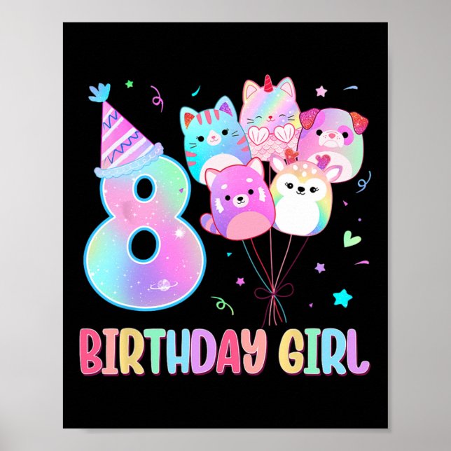 Birthday Girl 8th Birthday Squish Squad Mallow Gir Poster (Front)