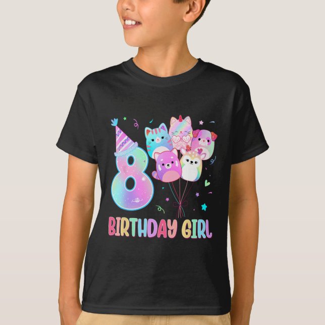Birthday Girl 8th Birthday Squish Squad Mallow Gir T-Shirt (Front)