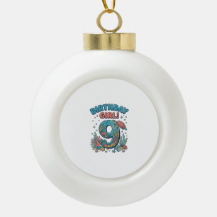 Birthday Girl 9 Ocean Turtle Vector Design_1 Ceramic Ball Christmas Ornament