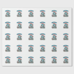 Birthday Girl 9 Ocean Turtle Vector Design_1 Wrapping Paper