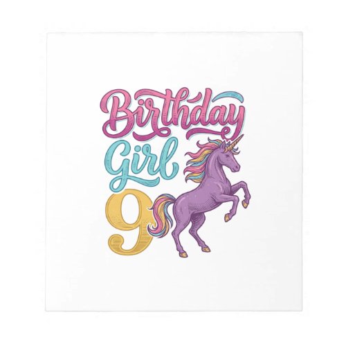 Birthday Girl 9 Unicorn Vintage Engraving Design_1 Notepad