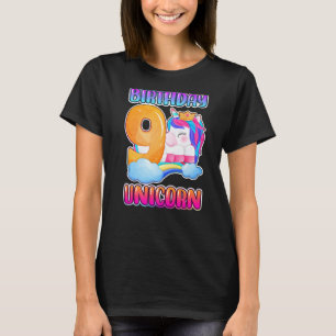Birthday Girl 9 Year Old Little Unicorn With Numbe T-Shirt
