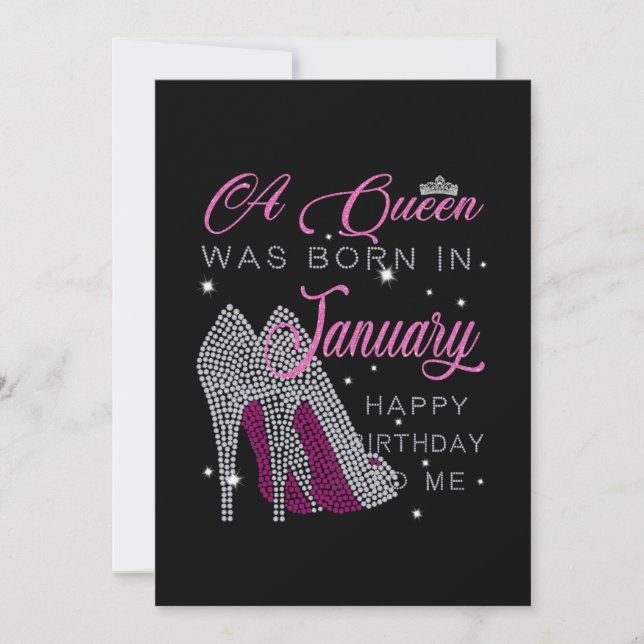 Birthday Girl | A Queen Was Born In January Announcement (Front)