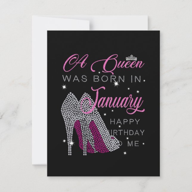 Birthday Girl | A Queen Was Born In January Note Card (Front)