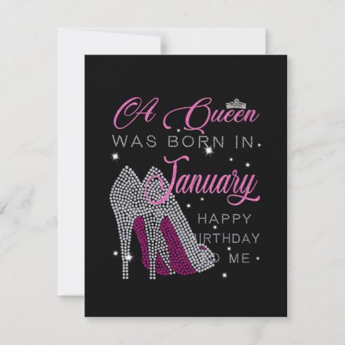 Birthday Girl  A Queen Was Born In January Note Card