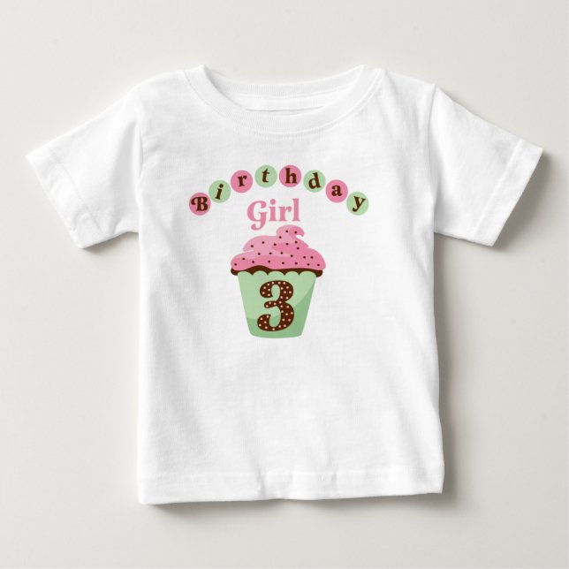 Birthday Girl Age 3 Baby T-Shirt (Front)