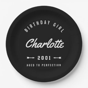 Birthday Girl Aged To Perfection Retro Paper Plates