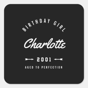 Birthday Girl Aged To Perfection Retro Square Sticker