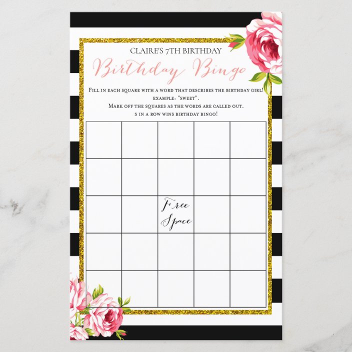 Birthday Girl Bingo Game | Zazzle.com