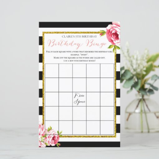 Birthday Girl Bingo Game | Zazzle