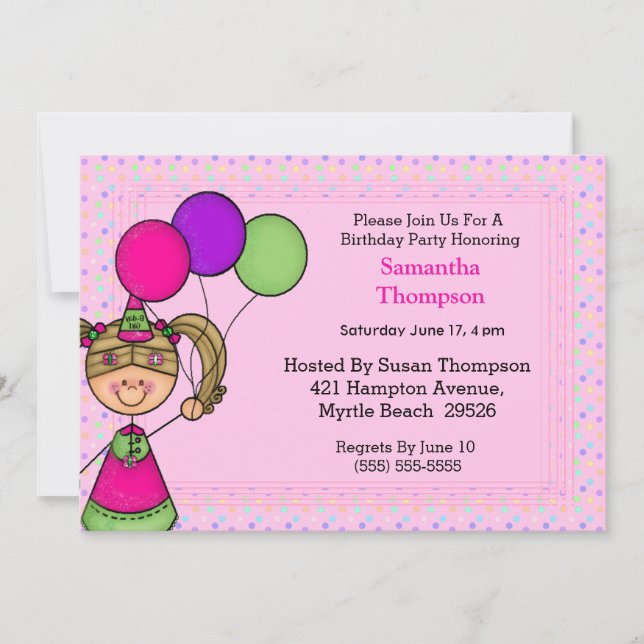 Birthday Girl Birthday Invitations (Front)