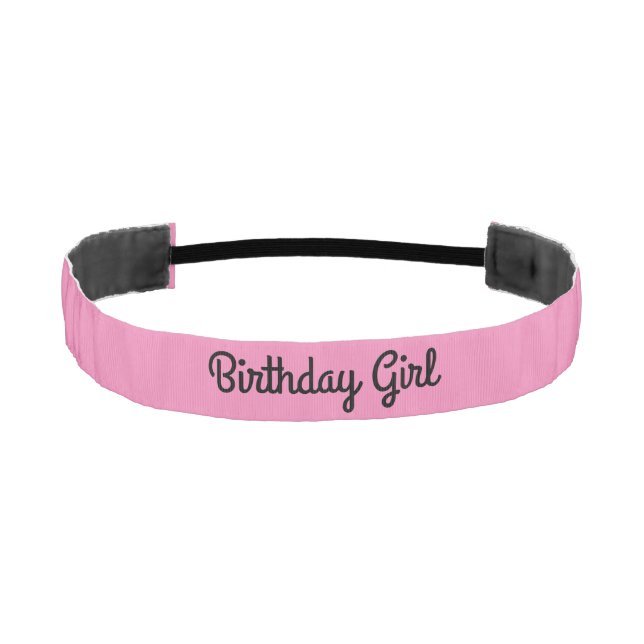Birthday Girl Black and Pink Athletic Headband (Front)