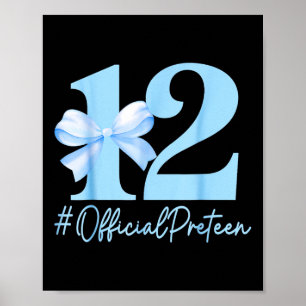 Birthday Girl Blue Coquette Bow 12 Year Old Offici Poster