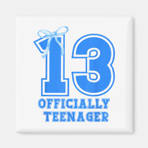 Birthday Girl Blue Coquette Bow 13 Years Old 13th Magnet