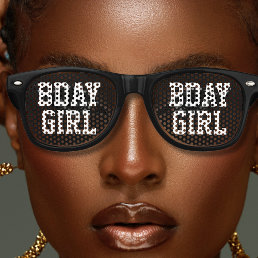 Birthday Girl Bold Letter Black &amp; White Party Retro Sunglasses