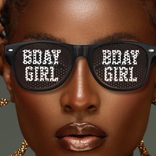 Birthday Girl Bold Letter Black  White Party Retro Sunglasses