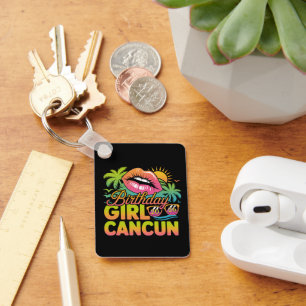 Birthday Girl Cancun 2026 Tropical Vacation Trip Keychain