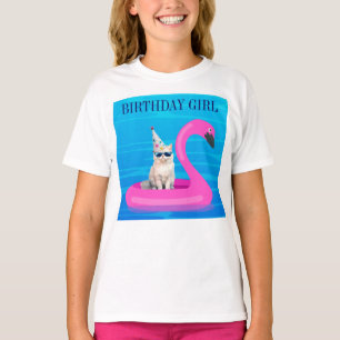 Birthday Girl Cat Floatie T-Shirt