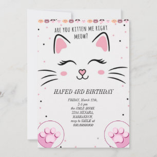 birthday girl cat girls cats kitten cute invitatio invitation