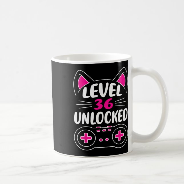 Birthday Girl Cat Lover Video Game Level 36 Unlock Coffee Mug (Right)