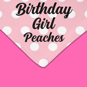 Birthday Girl Cat Pet Name Pink Polka Dot Pet Bandana Collar