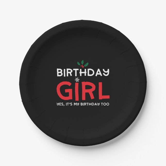 Birthday Girl Christmas Xmas B Day Paper Plates (Front)