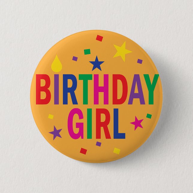 Birthday Girl colorful button (Front)