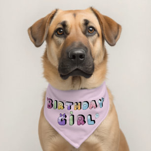 Birthday Girl Colorful Letters Pet Bandana Collar