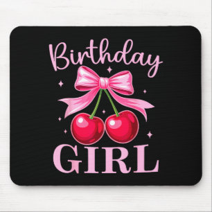 Birthday Girl Coquette Bow Cherry Birthday Girls W Mouse Pad