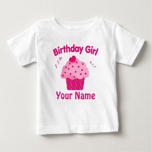 Birthday Girl Cupcake Personalized T Shirt