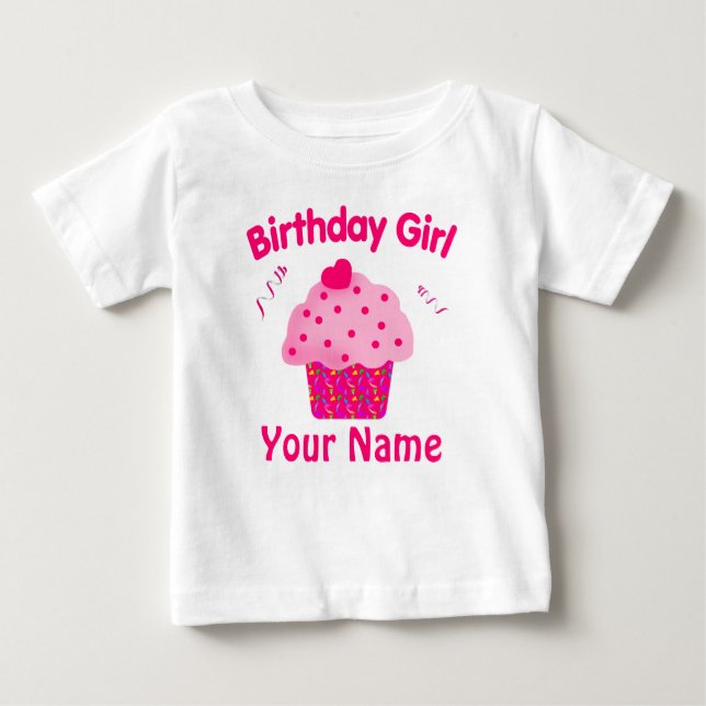 Birthday Girl Cupcake Personalized T Shirt (Front)