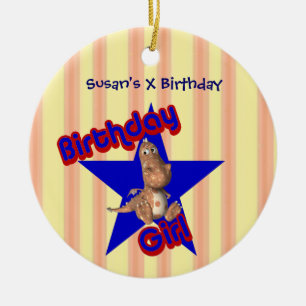Birthday Girl Cute Dragon Customizable Ornament
