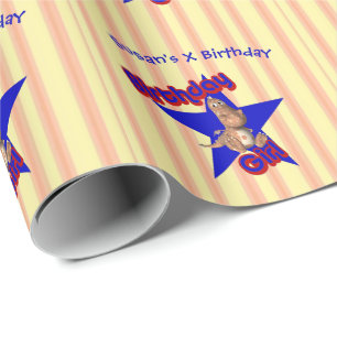 Birthday Girl Cute Dragon Wrapping Paper