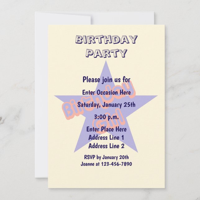Birthday Girl Cute Party  Invitation (Front)
