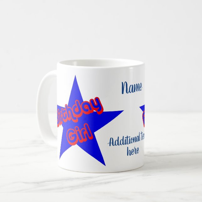 Birthday Girl Cute Personalized Coffee Mug (Front Left)