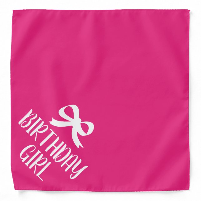 Birthday Girl dog bandana | Pink pet neckerchief (Front)