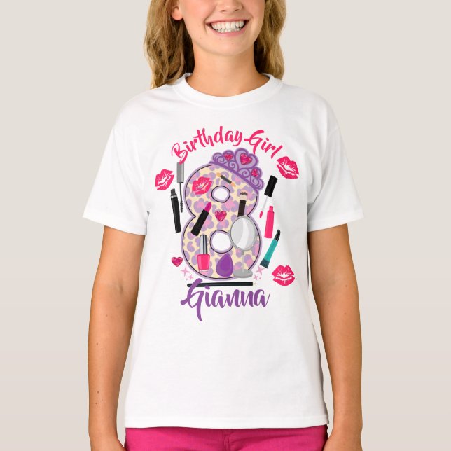 Birthday Girl Eight 8 | Spa Make up | T-Shirt (Front)