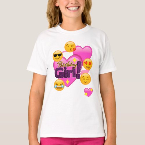 Birthday Girl Emojis heart T_Shirt