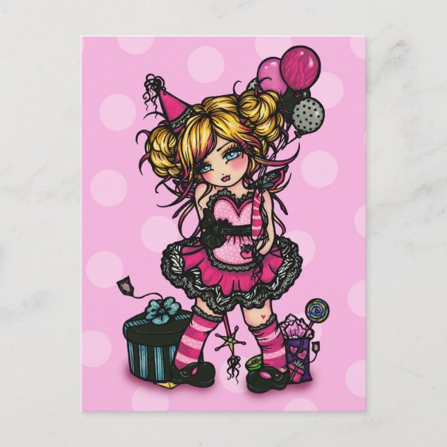 Birthday Girl Fairy Card Invite Postcard (Front)