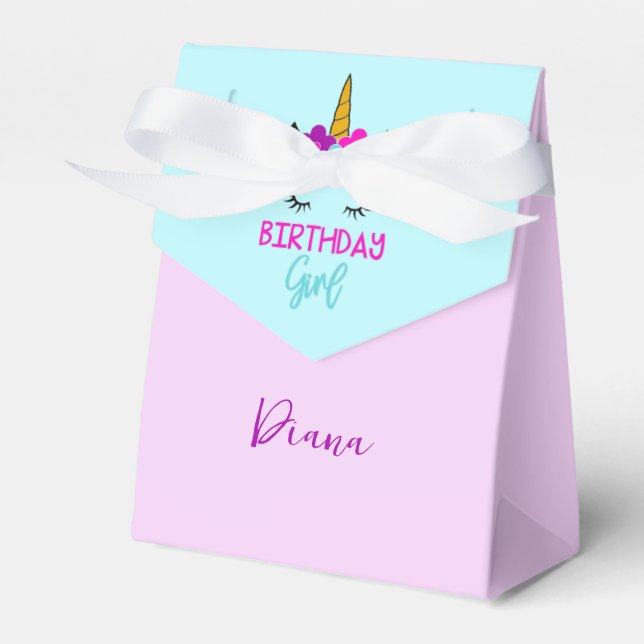 Birthday Girl Favor Box with Unicorn (Front Side)