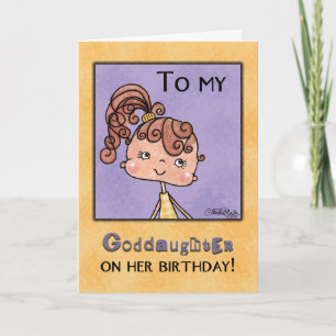 Birthday Girl for Goddaughter-Yellow Gingham Card