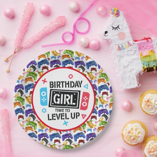 Birthday Girl Gamer Paper Plate