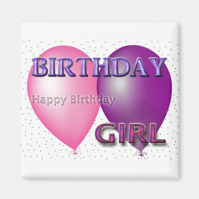 Birthday Girl Happy Birthday Balloons Magnet (Front)