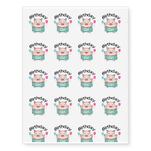 Birthday Girl Happy Pig Lover Temporary Tattoos
